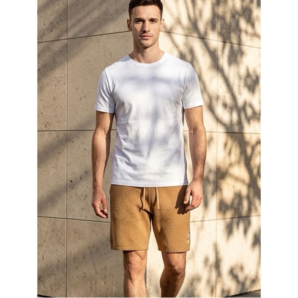 NWT Honor The Gift Men’s Tan Knit Basketball Shorts Embroidered Logo - Size XL